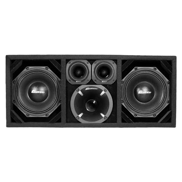 KTPON-208FULLBK / DUAL 8" BLACK/BLACK LOADED PORTED BOX (With Tweeters + Driver)