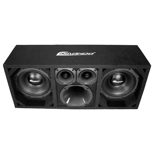 KTPON-208FULLBK / DUAL 8" BLACK/BLACK LOADED PORTED BOX (With Tweeters + Driver)