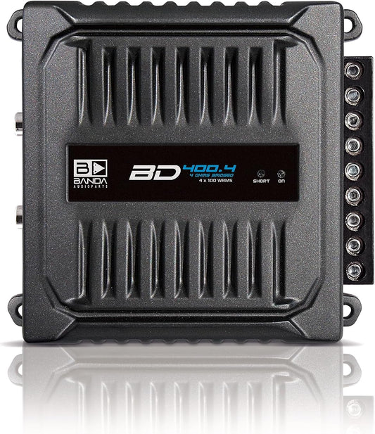 BD400.4BLACK Four Channel 4 x 100 Watt Rms Full Range Car Audio Amplfier 4 Ohms