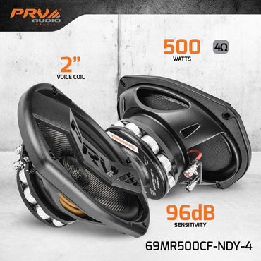 PRV AUDIO Carbon Fiber 6x9 Midrange Speaker 500 Watts 4 Ohm Neodymium 69MR500CF-NDY-4 (PAIR)