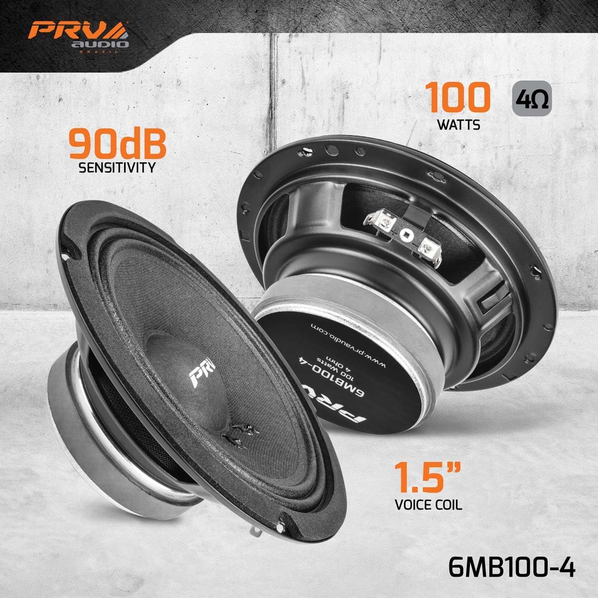 PRV AUDIO 6.5 Inch Car Speakers 200 Watts 4 Ohm 6MB100-4 (PAIR)