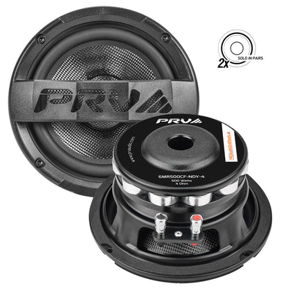 PRV AUDIO Carbon Fiber 6.5" Midrange Speaker 500 Watts 4 Ohm Neodymium 6MR500CF-NDY-4