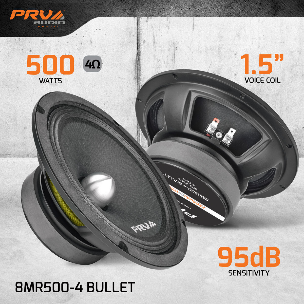 PRV AUDIO 8 Inch Midrange Speaker 8MR500-4 Bullet, 500 Watts Program Power, 4 Ohm