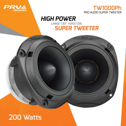 PRV AUDIO Bullet Tweeter TW1000Ph 200 Watts Program Power, Phenolic Diaphragm, 8 Ohm Super Tweeter, 100 Watts RMS