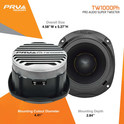 PRV AUDIO Bullet Tweeter TW1000Ph 200 Watts Program Power, Phenolic Diaphragm, 8 Ohm Super Tweeter, 100 Watts RMS