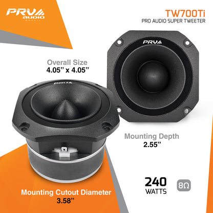 PRV AUDIO TW700Ti 4 Inch Titanium Bullet Tweeter TW700Ti 240 Watts, 8 Ohm Super Tweeter