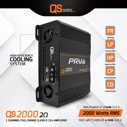 PRV Audio QS2000 2 Ohm 2000 Watt Amp Car Audio Amplifier