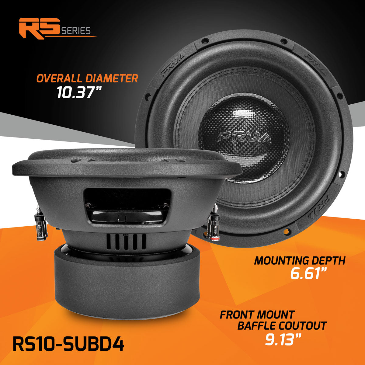 RS10-SUBD4 PRV 10” Car Subwoofer Dual 4 Ohm 1000 Watts