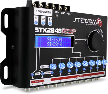 Stetsom STX 2848 DSP Crossover & Equalizer 8 Channel Full Digital Signal Processor (Sequencer) 2.8