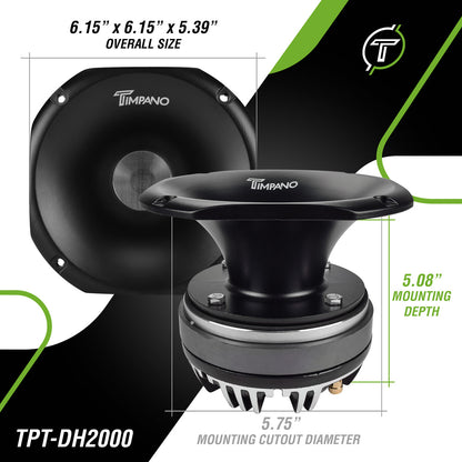 Timpano TPT-DH2000 2" Exit Compression Driver + Horn 450 Watts Max Power 8 Ohm