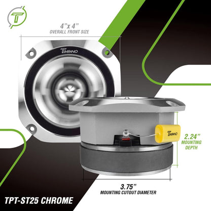 TPT-ST25 CHROME Pair PRO Bullet 4″ Super Tweeter 8 Ohm