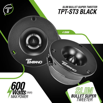 TPT-ST3 BLACK Timpano Super Bullet Tweeters 600 Watts 4 Ohm