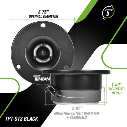 TPT-ST3 BLACK Timpano Super Bullet Tweeters 600 Watts 4 Ohm