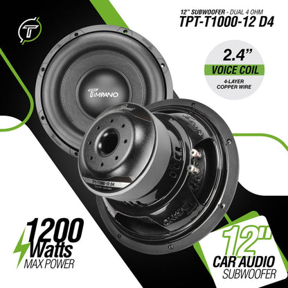 TPT-T1000-12 D4 Timpano 12″ Subwoofer 1200 Watts