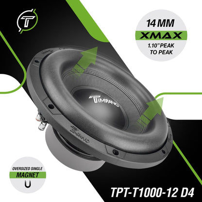 TPT-T1000-12 D4 Timpano 12″ Subwoofer 1200 Watts