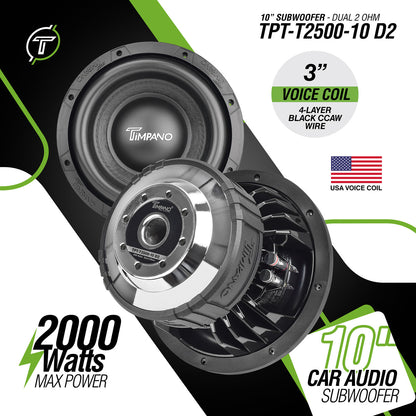 TPT-T2500-10 D2 Timpano 10″ Subwoofer 2000 Watts